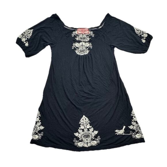 Johnny Was Dress Womens XS Black Floral Embroidered Off Shoulder - Picture 2 of 10